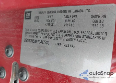 2007 Chevrolet Monte Carlo Ls z USA, uszkodzony, nr VIN 2G1WJ15K979417830